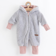 Luxusní dětský zimní overal New Baby Teddy bear šedo růžový
