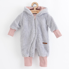 Luxusní dětský zimní overal New Baby Teddy bear šedo růžový Luxusní dětský zimní overal New Baby Teddy bear šedo růžový