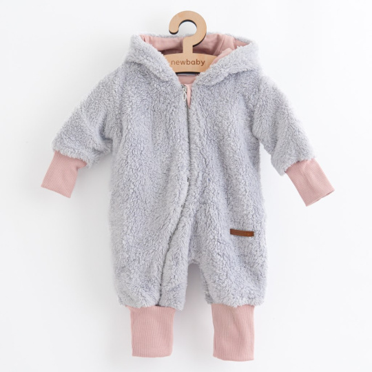 Luxusní dětský zimní overal New Baby Teddy bear šedo růžový Luxusní dětský zimní overal New Baby Teddy bear šedo růžový