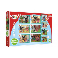 Puzzle 10v1 Co dělá Bing?/Králíček Bing v krabici 40x27x6cm Puzzle 10v1 Co dělá Bing?/Králíček Bing v krabici 40x27x6cm