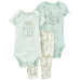 CARTER'S Set 3dílný body kr. rukáv 2ks, legíny Green Firefly neutrál 24m