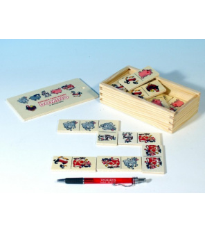 Domino zvířátka pana Müllera společenská hra dřevo 28ks v dřevěné krabičce 16x9x4cm Domino zvířátka pana Müllera společenská hra dřevo 28ks v dřevěné krabičce 16x9x4cm