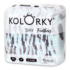 KOLORKY DAY Pleny jednorázové eko, peří S (3-6 kg) 25 ks KOLORKY DAY Pleny jednorázové eko, peří S (3-6 kg) 25 ks