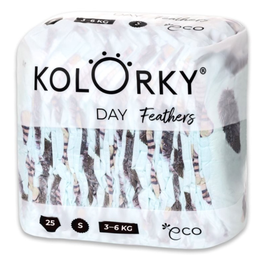 KOLORKY DAY Pleny jednorázové eko, peří S (3-6 kg) 25 ks
