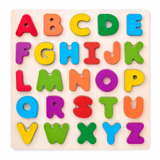WOODY Puzzle ABC masívní písmena na desce