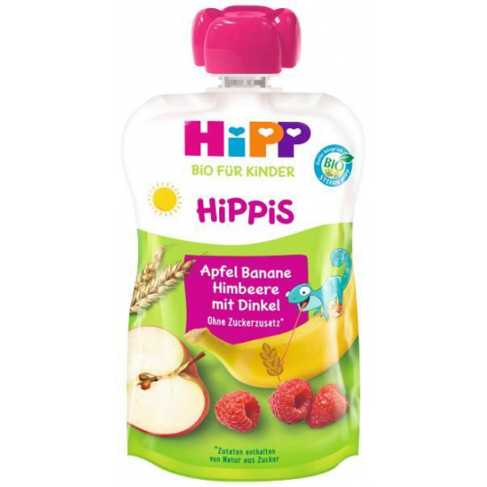 HiPP HiPPies BIO Jablko, banán, maliny, celozrnné obiloviny 100 g, 12m+