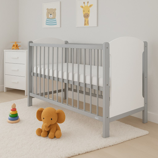 Dětská postýlka New Baby ELSA bílo-šedá Dětská postýlka New Baby ELSA bílo-šedá