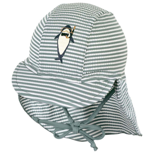 STERNTALER Kšiltovka do vody s ochranou krku na zavazování UV50+ zelená žralok kluk- 51 cm 18-24 m