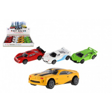Auto závodní kov/plast 4,5x10cm na zpětné natažení 4 barvy 12ks v boxu Auto závodní kov/plast 4,5x10cm na zpětné natažení 4 barvy 12ks v boxu