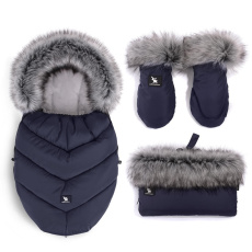 COTTONMOOSE Set zimní fusak, rukavice a rukávník Moose MINI Yukon Blue