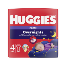 HUGGIES® Kalhotky plenkové noční Overnights Pants vel. 4 (9-14 kg), 26 kusů HUGGIES® Kalhotky plenkové noční Overnights Pants vel. 4 (9-14 kg), 26 kusů
