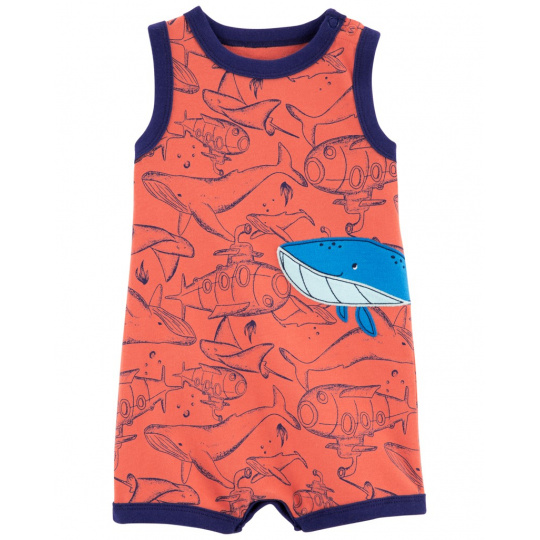 CARTER'S Overal letní Orange Whale kluk 6m