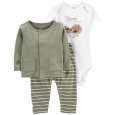 CARTER'S Set 3dílný body kr. rukáv, cardigan, tepláky Green Stripes kluk 9m