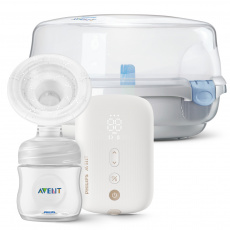 Philips AVENT Odsávačka mateřského mléka elektronická Premium dobíjecí SCF396 + Sterilizator do MW Philips AVENT Odsávačka mateřského mléka elektronická Premium dobíjecí SCF396 + Sterilizator do MW