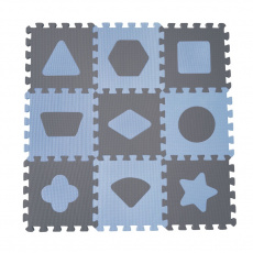 BABYDAN Pěnová hrací podložka puzzle Geometrické tvary, Blue 90 x 90 cm