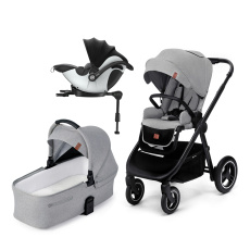 KINDERKRAFT Kočárek Everyday 2v1 Light Grey + KIDDY Evoluna i-size 2 Grey Melange Icy Grey KINDERKRAFT Kočárek Everyday 2v1 Light Grey + KIDDY Evoluna i-size 2 Grey Melange Icy Grey