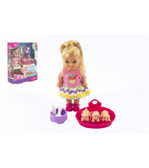 Panenka Kiki Anlily kloubová plast 12cm s mazlíčky s doplňky v krabičce 12x16x4,5cm Panenka Kiki Anlily kloubová plast 12cm s mazlíčky s doplňky v krabičce 12x16x4,5cm