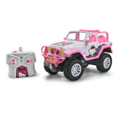 Jada Autíčko na dálkové ovládání RC Jeep Wrangler Hello Kitty růžové s nálepkami délka 30 cm 1:16 od 6 let Jada Autíčko na dálkové ovládání RC Jeep Wrangler Hello Kitty růžové s nálepkami délka 30 cm 1:16 od 6 let