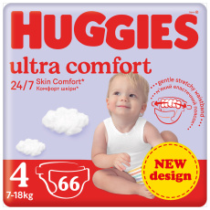 HUGGIES® Pleny jednorázové Ultra Comfort Mega 4 (7-18 kg) 66 ks HUGGIES® Pleny jednorázové Ultra Comfort Mega 4 (7-18 kg) 66 ks