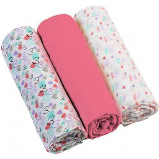 BABYONO pleny mušelínové Super soft 3 ks růžové