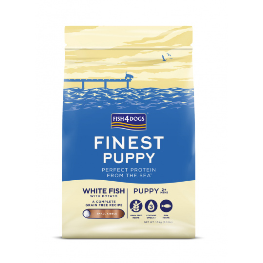 FISH4DOGS Granule malé pro štěňátka Finest bílá ryba s bramborami 1,5 kg, 2m+