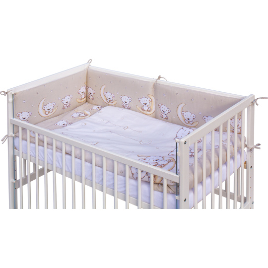 Dětská postýlka se stahovací bočnicí - bílá - 120x60 cm s kompletní výbavou Toro Barva soupravy: Toro béžová Dětská postýlka se stahovací bočnicí - bílá - 120x60 cm s kompletní výbavou Toro Barva soupravy: Toro béžová