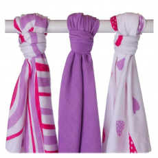 KIKKO Pleny bambusové Hearts&Waves 70x70 cm, lilac 3 ks KIKKO Pleny bambusové Hearts&Waves 70x70 cm, lilac 3 ks