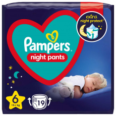 PAMPERS Night Pants Kalhotky plenkové jednorázové 6 (15 kg+) 19 ks