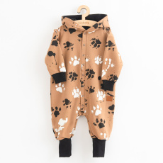 Kojenecký bavlněný overal s kapucí a oušky New Baby tlapka hořčicový Kojenecký bavlněný overal s kapucí a oušky New Baby tlapka hořčicový