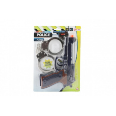 Pistole policejní plast 23cm + pouta na baterie se zvukem se světlem na kartě19x27cm Pistole policejní plast 23cm + pouta na baterie se zvukem se světlem na kartě19x27cm