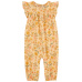 CARTER'S Overal bez nožiček kr. rukáv Yellow Floral holka NB