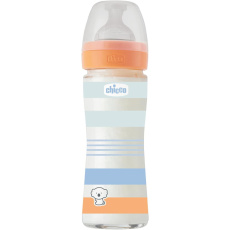 CHICCO Láhev kojenecká sklo Well-being silikon 240ml kluk CHICCO Láhev kojenecká sklo Well-being silikon 240ml kluk
