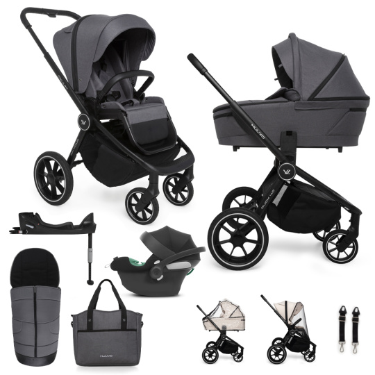 MUUVO SET Kočárek 4v1 Quick 4.0 Iron graphite set + CYBEX Aton B2 i-Size + základna