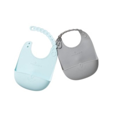MINIWARE Set silikonových bryndáků Roll & Lock Grey/Aqua MINIWARE Set silikonových bryndáků Roll & Lock Grey/Aqua