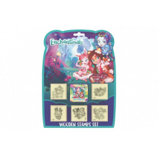 Razítka 5+1 Enchantimals s poduškou 4,5x4,5cm dřevěná na kartě Razítka 5+1 Enchantimals s poduškou 4,5x4,5cm dřevěná na kartě