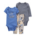 CARTER'S Set 3dílný body kr. rukáv, body dl. rukáv, tepláky Blue Safari kluk LBB 3m