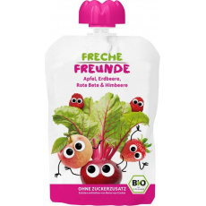 FRECHE FREUNDE BIO Kapsička Jablko, červená řepa, jahoda a malina 100 g, 12m+ FRECHE FREUNDE BIO Kapsička Jablko, červená řepa, jahoda a malina 100 g, 12m+