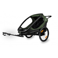 HAMAX Outback 2v1 - dvoumístný vozík za kolo vč. ramena + kočárkový set - Green/Black, polohovací