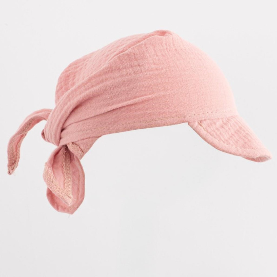 Dětský letní mušelínový šátek s kšiltem New Baby pink