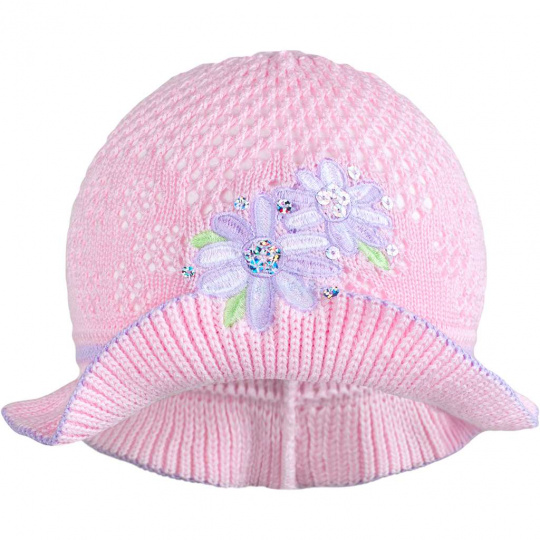 Pletený klobouček New Baby růžovo-fialový