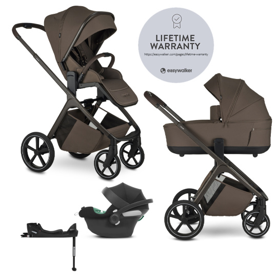 EASYWALKER Kočárek kombinovaný Zoey Chestnut Brown + CBX By CYBEX Aton B2 i-Size + základna