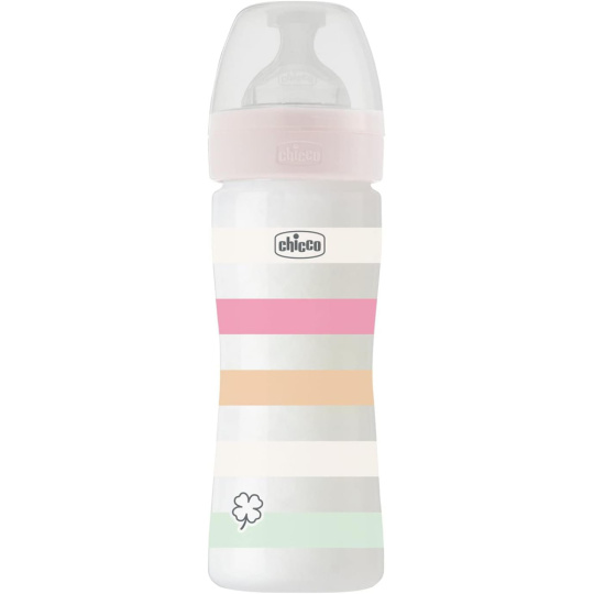 CHICCO Láhev kojenecká Well-being silikon 250 ml děvče