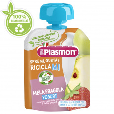 PLASMON Kapsička bezlepková ovocno-jogurtová jahoda 80g, 12m+ PLASMON Kapsička bezlepková ovocno-jogurtová jahoda 80g, 12m+
