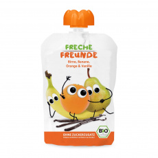FRECHE FREUNDE BIO Kapsička ovocná Hruška, banán, pomeranč s vanilkou 100 g, 12m+ FRECHE FREUNDE BIO Kapsička ovocná Hruška, banán, pomeranč s vanilkou 100 g, 12m+