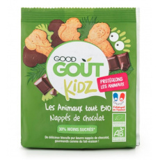 GOOD GOUT BIO Zvířátka máslová polomáčená v hořké čokoládě 120 g GOOD GOUT BIO Zvířátka máslová polomáčená v hořké čokoládě 120 g
