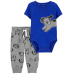 CARTER'S Set 2dílný body kr. rukáv, tepláky Blue Dog kluk NB