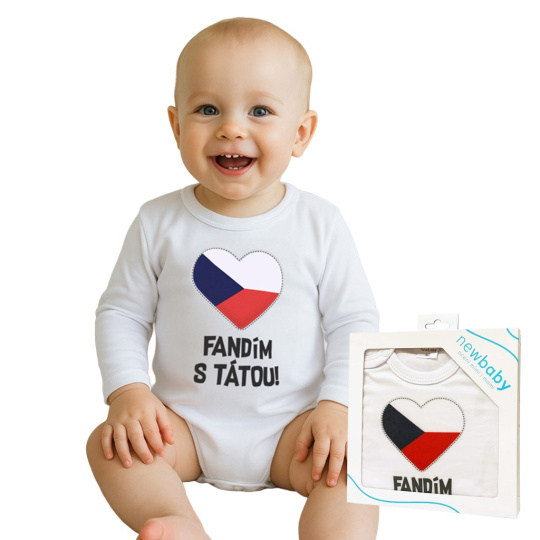 Body s potiskem New Baby Fandím s tátou - dárkové balení