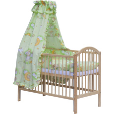 Scarlett Dětská postýlka s kompletní výbavou Scarlett 120 x 60 cm - Mráček - zelená Scarlett Dětská postýlka s kompletní výbavou Scarlett 120 x 60 cm - Mráček - zelená