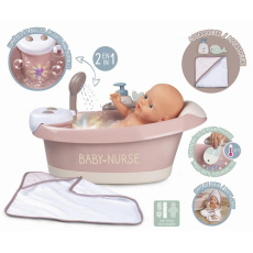 Smoby Vanička s tekoucí vodou ve sprše Balneo Bath Natur D'Amour Baby Nurse  s jacuzzi koupelí se světlem a bubláním elektronické