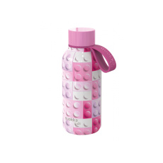 Nerezová termoláhev Solid Kids s poutkem Pink Bricks 330 ml
